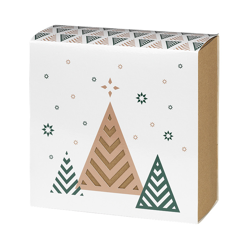 Coffret carré bonnes fêtes sapin